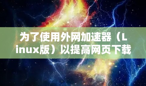 为了使用外网加速器(Linux版)以提高网页下载速度,可以按照以下步骤进行 为了使用外网加速器(Linux版)以提高网页下载速度,可以按照以下步骤进行