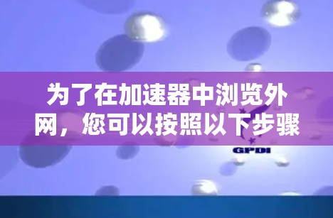 为了在加速器中浏览外网，您可以按照以下步骤操作