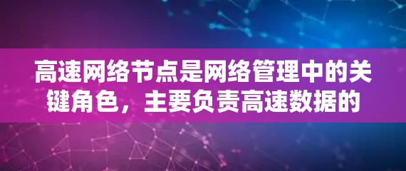高速网络节点是网络管理中的关键角色,主要负责高速数据的传输和处理。以下是对高速网络节点的详细分析 高速网络节点是网络管理中的关键角色,主要负责高速数据的传输和处理。以下是对高速网络节点的详细分析